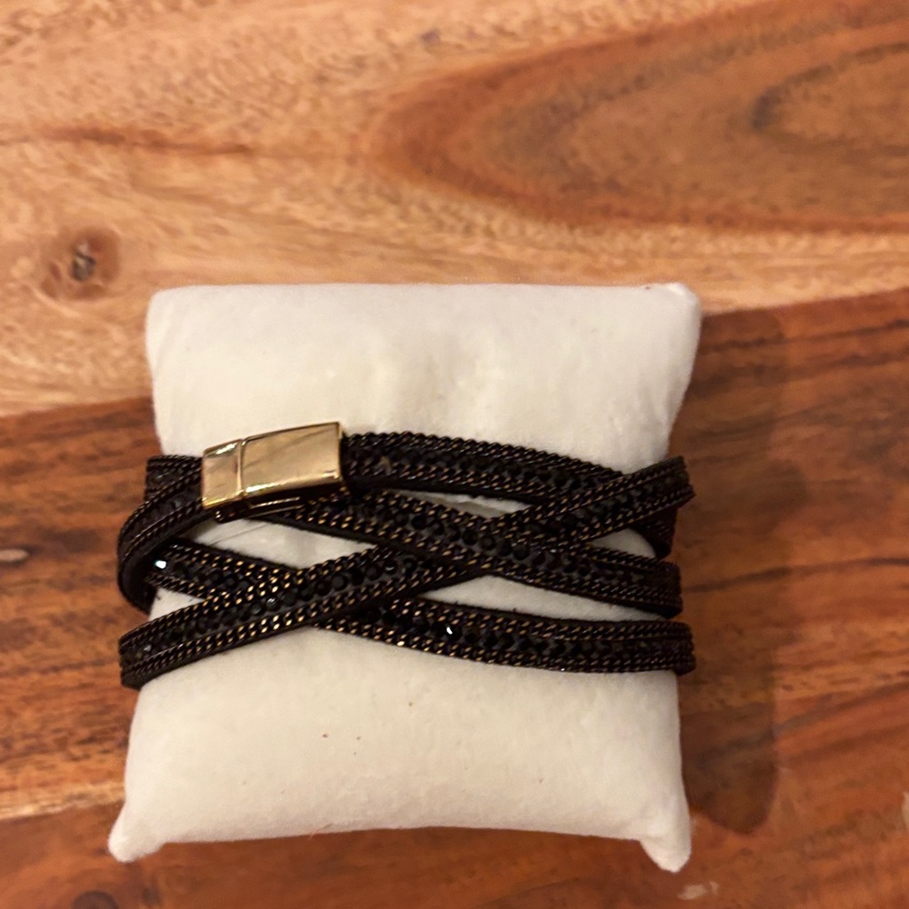 Black Beaded Wrap Bracelet‎